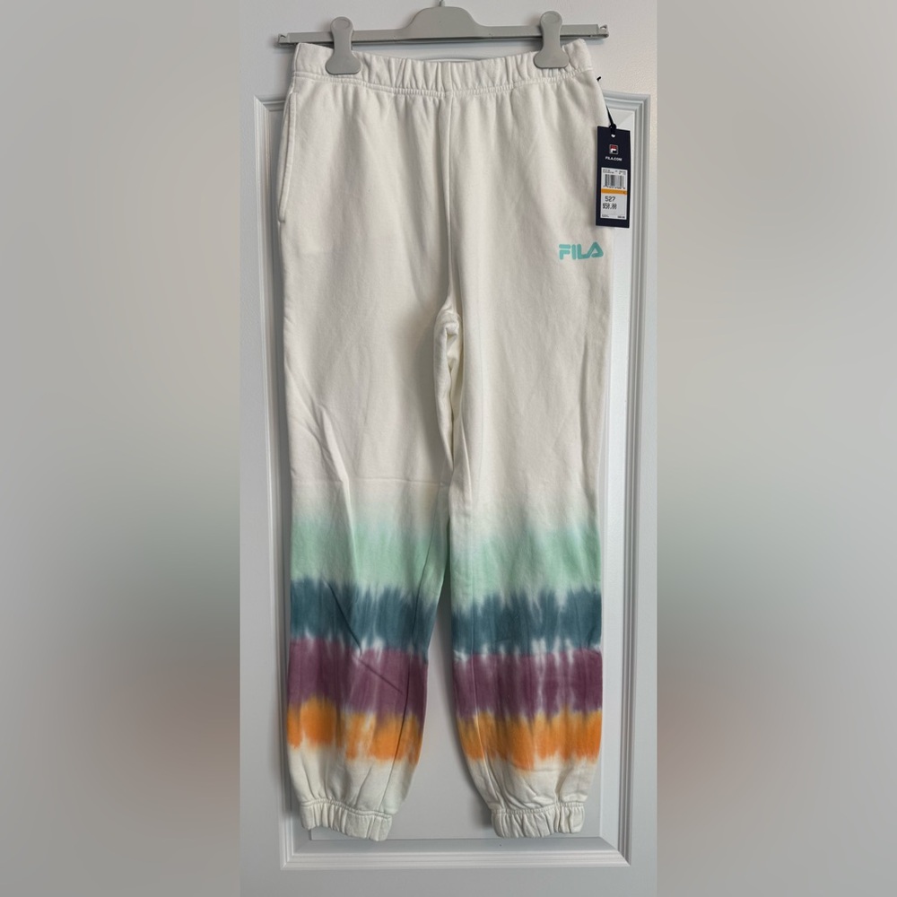 Fila White Tie-Dye Joggers